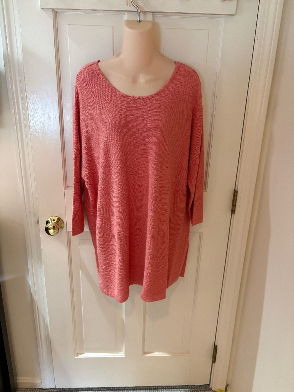 NWT J.Jill Pure Jill Pink/Coral Lightweight Long Sweater Size Medium